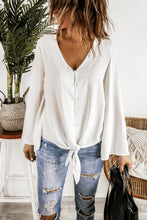 Load image into Gallery viewer, Wanxear Women's V-Neck Flare Full Button-Up T-Shirt