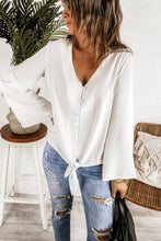 Load image into Gallery viewer, Wanxear Women's V-Neck Flare Full Button-Up T-Shirt