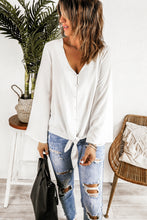 Load image into Gallery viewer, Wanxear Women's V-Neck Flare Full Button-Up T-Shirt