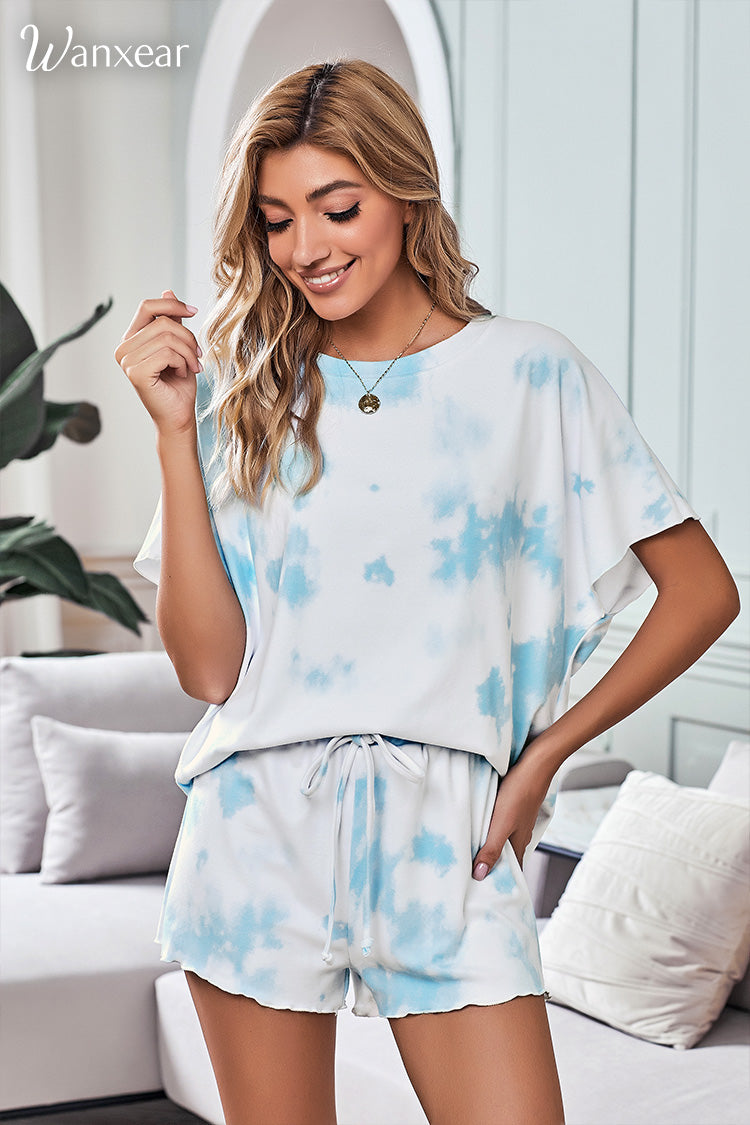 Wanxear Women's Tie Dye Loungewear Pajama Set